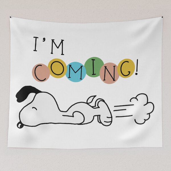 Item preview, 'I'm coming' snoopy designed and sold by Katyslittlestickershop.