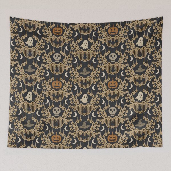Item preview, Midnight Candlelight - Opulent Heirloom Halloween Damask Black Gold Orange designed and sold by DesigndN.
