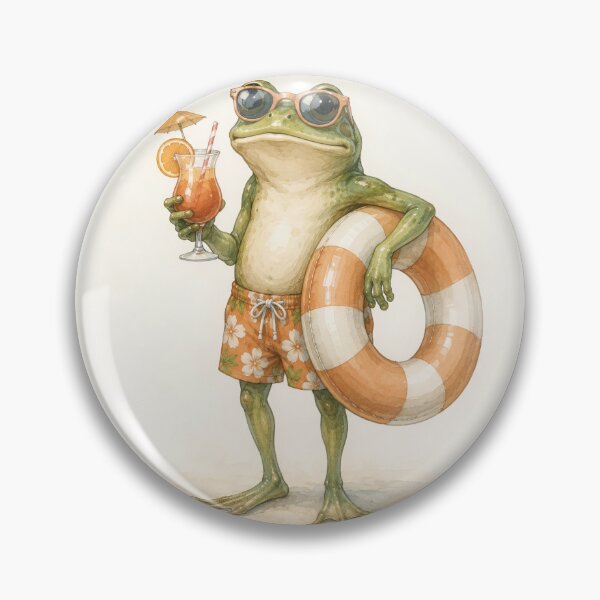 Item preview, Funny Frog on Vacation with Cocktail and Sunglasses designed and sold by ArcaneVisionArt.