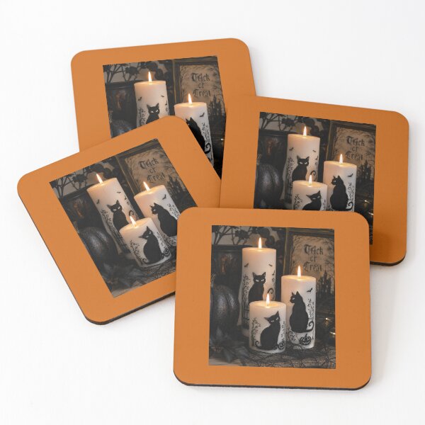 Item preview, White Candles with Black Cats designed and sold by Novel Works Studio.