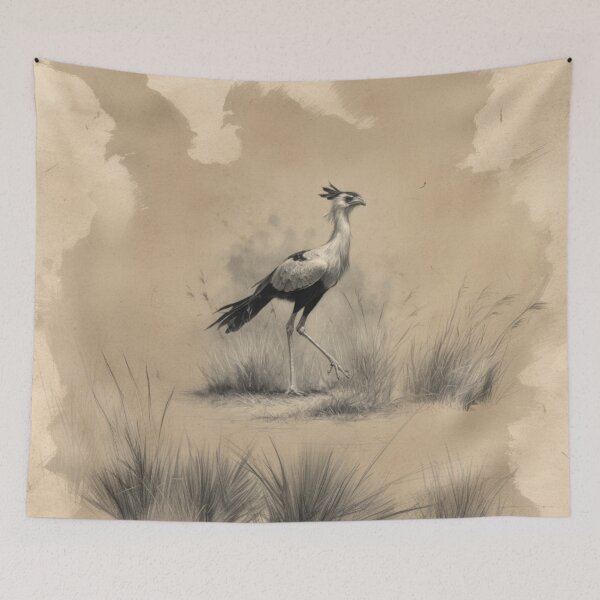 Item preview, A Secretary Bird striding across African grasslands, Birds in Motion designed and sold by CDC40.