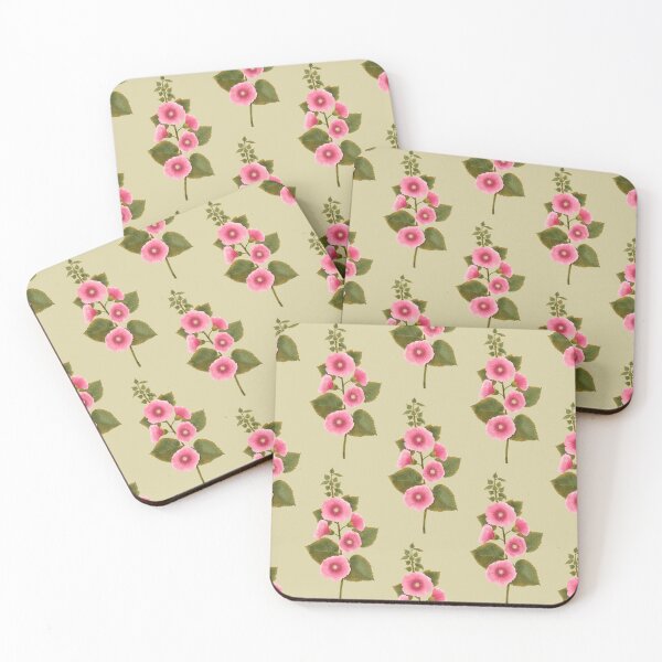Item preview, Vintage Pink Mallows Sage Green Seamless Pattern designed and sold by Grin Katalina Floral Patterns & Cozy Art.