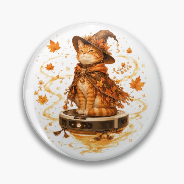 Item preview, Witch Cat Riding Robot Vacuum Steampunk Autumn Magic designed and sold by AQUILAKREO.