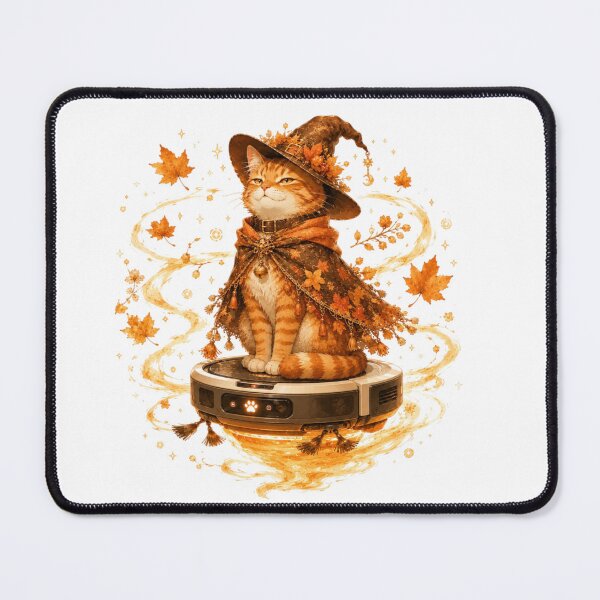 Item preview, Witch Cat Riding Robot Vacuum Steampunk Autumn Magic designed and sold by AQUILAKREO.