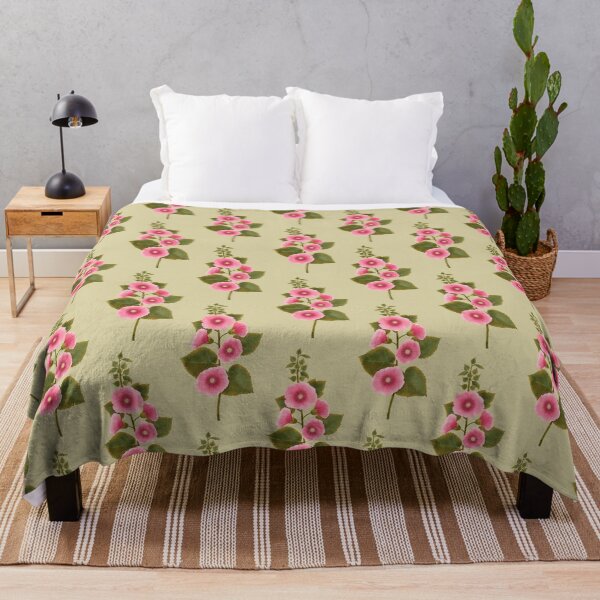 Item preview, Vintage Pink Mallows Sage Green Seamless Pattern designed and sold by Grin Katalina Floral Patterns & Cozy Art.