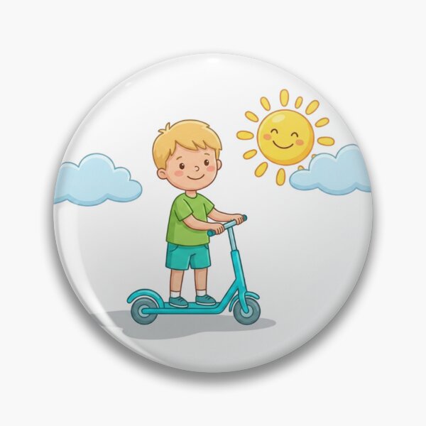 Artikelvorschau, Fröhlicher Junge fährt Roller an einem sonnigen Tag entworfen und verkauft von Little Joy Moments .