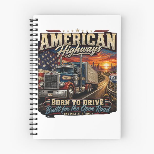Item preview, American Highways Trucker | Born to Drive Built for the Open Road | Patriotic Semi Truck Graphic for Truck Drivers                            designed and sold by JaZuLive.