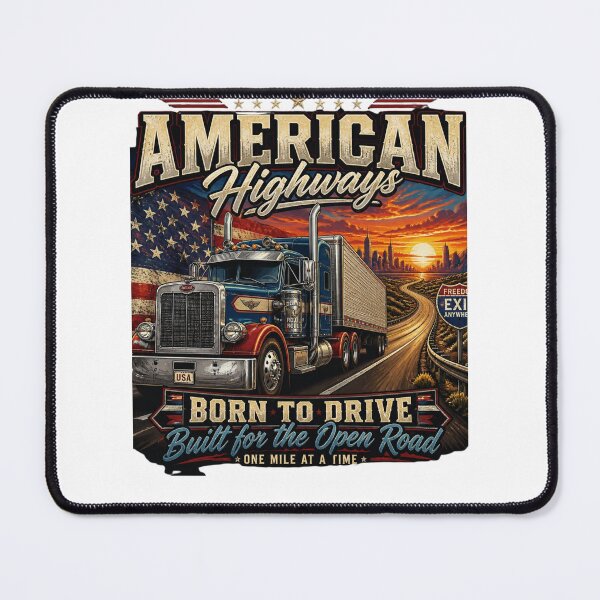 Item preview, American Highways Trucker | Born to Drive Built for the Open Road | Patriotic Semi Truck Graphic for Truck Drivers                            designed and sold by JaZuLive.