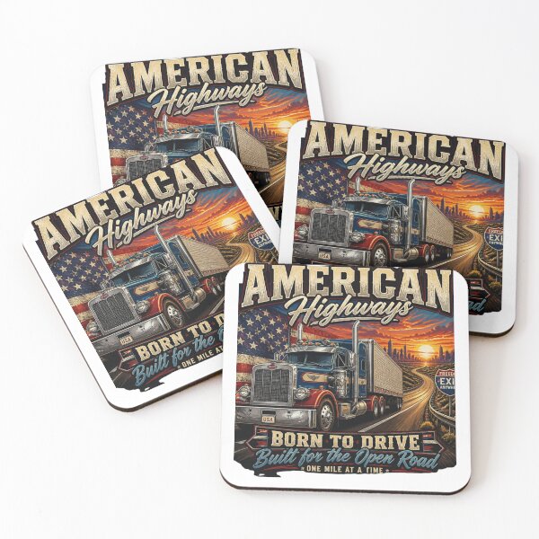 Item preview, American Highways Trucker | Born to Drive Built for the Open Road | Patriotic Semi Truck Graphic for Truck Drivers                            designed and sold by JaZuLive.