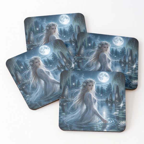 Item preview, Spirit of the Moonlit Lake – Slavic Water Nymph Fantasy Art designed and sold by LittleBigGifts.