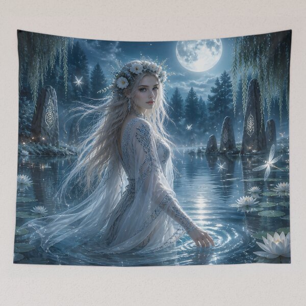 Item preview, Spirit of the Moonlit Lake – Slavic Water Nymph Fantasy Art designed and sold by LittleBigGifts.