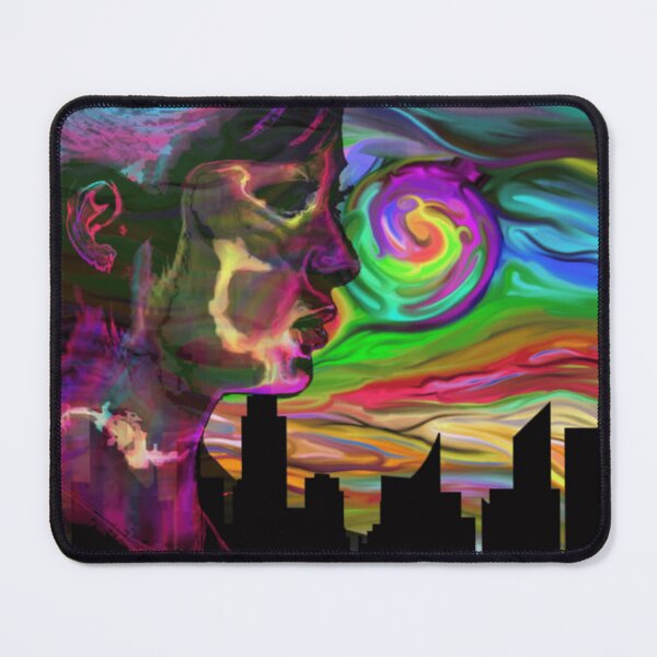 Item preview, Surreal Psychedelic Cityscape Portrait designed and sold by AuraVistas.