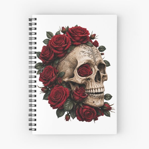 Item preview, Gothic Floral Skull with Deep Red Roses designed and sold by FrozenPolarBear.