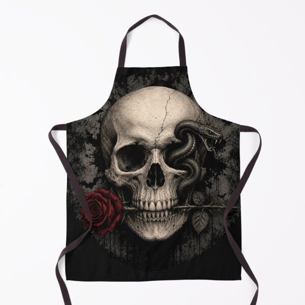 Item preview, Skull with Serpent and Red Rose Gothic Art designed and sold by Evelashop.