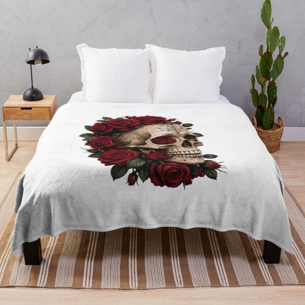 Item preview, Gothic Floral Skull with Deep Red Roses designed and sold by FrozenPolarBear.