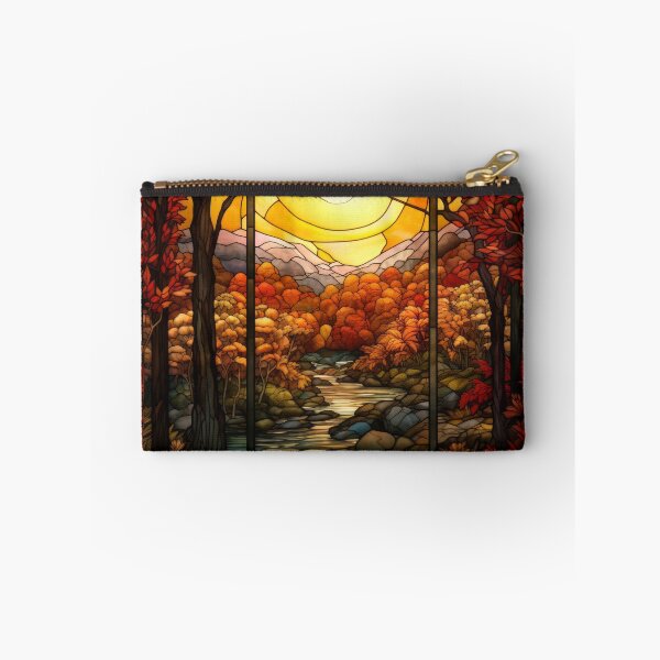 Item preview, Stained Glass Autumn Stream Sunset designed and sold by pinkal.