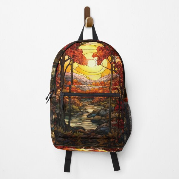 Item preview, Stained Glass Autumn Stream Sunset designed and sold by pinkal.