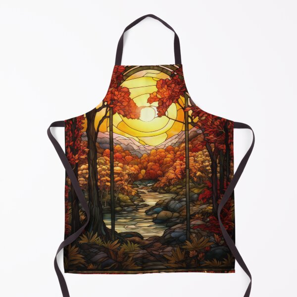 Item preview, Stained Glass Autumn Stream Sunset designed and sold by pinkal.