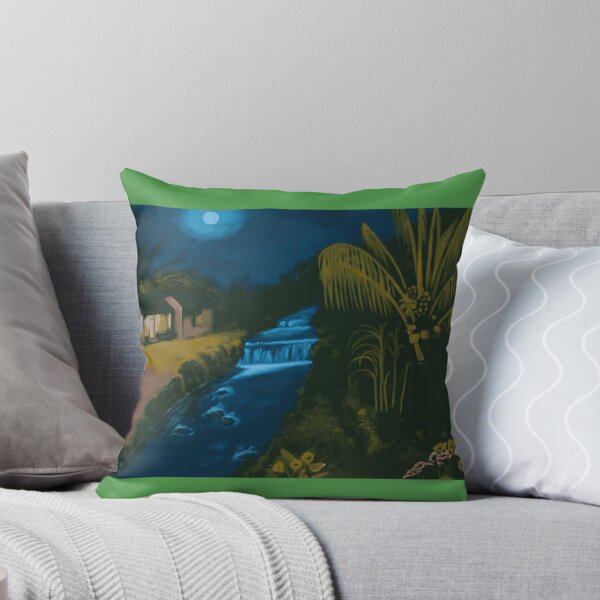 Item preview, Tropical River Cabin Moonlight Painting designed and sold by AuraVistas.