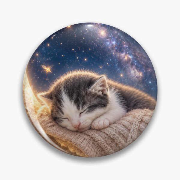 Item preview, Dreaming Kitten on a Crescent Moon | Whimsical Fantasy Night Sky designed and sold by Kimberly Palmer.