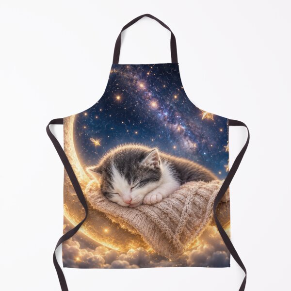Item preview, Dreaming Kitten on a Crescent Moon | Whimsical Fantasy Night Sky designed and sold by Kimberly Palmer.