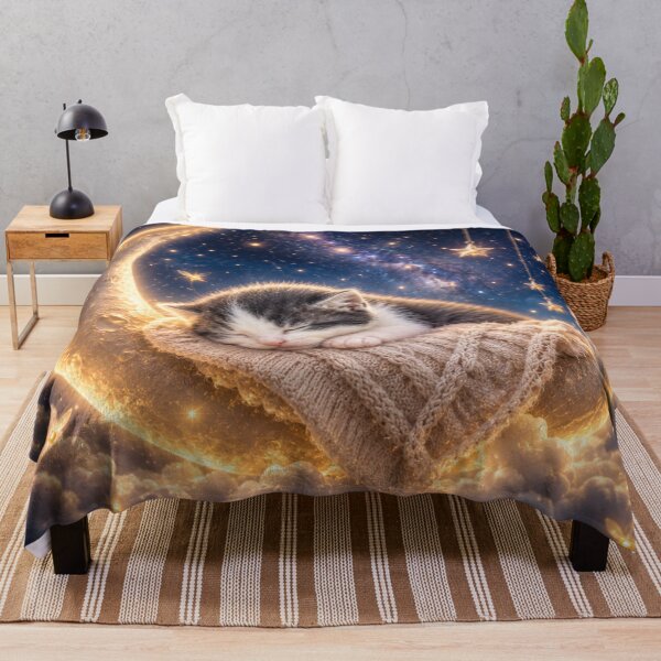 Item preview, Dreaming Kitten on a Crescent Moon | Whimsical Fantasy Night Sky designed and sold by Kimberly Palmer.