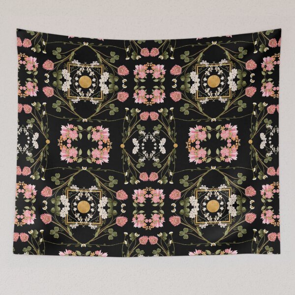 Item preview, Celestial Clover Symmetrical Symmetrical Seamless Pattern designed and sold by Grin Katalina Floral Patterns & Cozy Art.