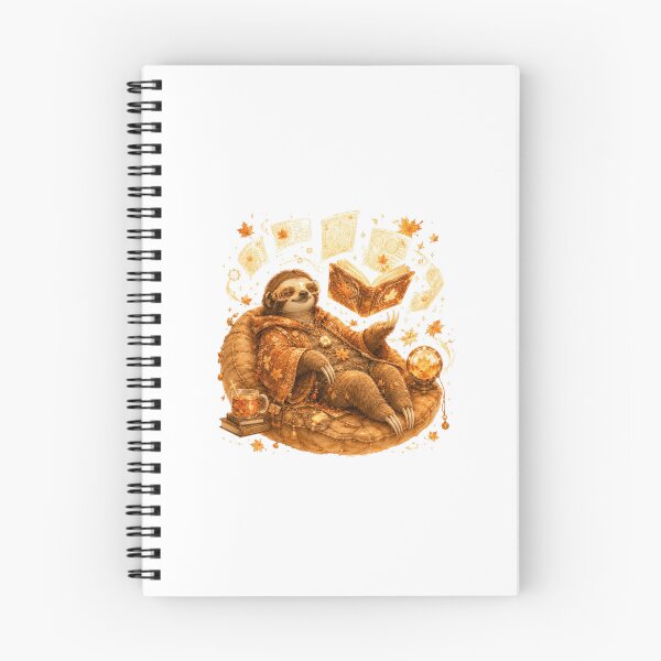 Item preview, Cozy Sloth Reading Glowing Magic Book Steampunk Autumn designed and sold by AQUILAKREO.