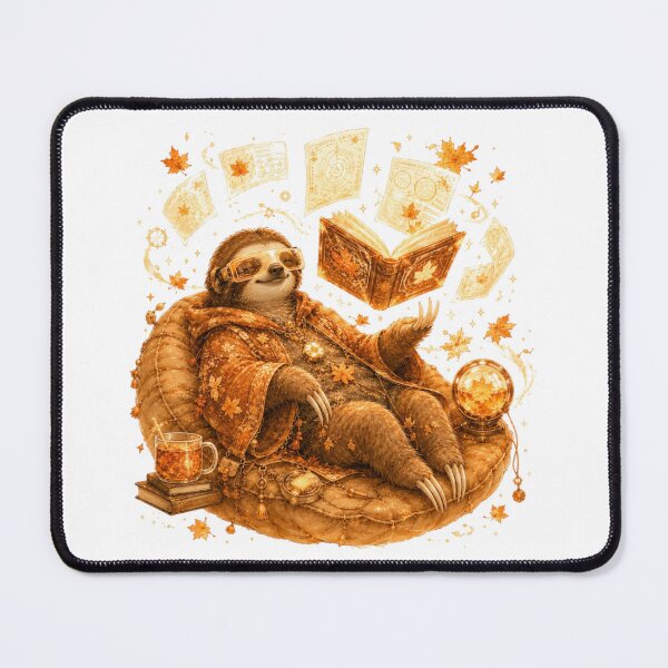 Item preview, Cozy Sloth Reading Glowing Magic Book Steampunk Autumn designed and sold by AQUILAKREO.