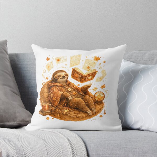 Item preview, Cozy Sloth Reading Glowing Magic Book Steampunk Autumn designed and sold by AQUILAKREO.