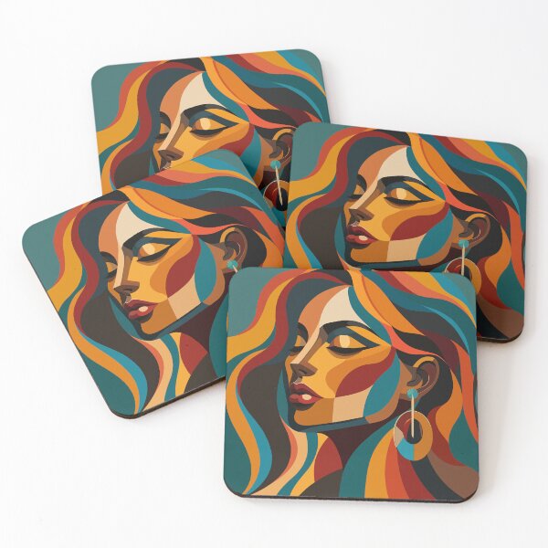 Item preview, Abstract Colorful Woman Portrait | Modern Boho Geometric Art designed and sold by ZanyPaintbrush.