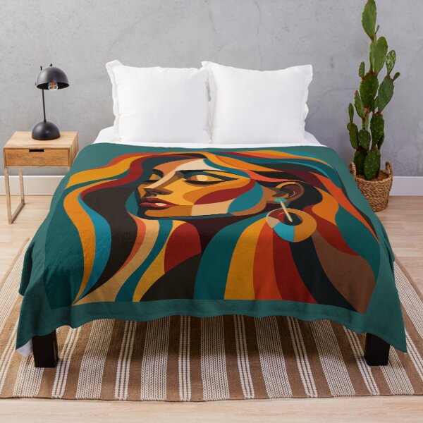 Item preview, Abstract Colorful Woman Portrait | Modern Boho Geometric Art designed and sold by ZanyPaintbrush.