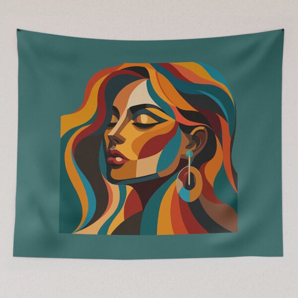 Item preview, Abstract Colorful Woman Portrait | Modern Boho Geometric Art designed and sold by ZanyPaintbrush.