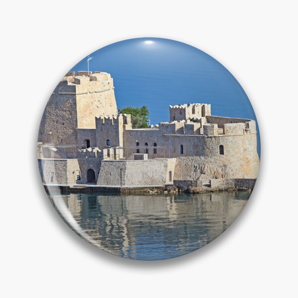 Item preview, Bourtzi water fortress is reflected in the water,  Nafplio, Peloponnese, Greece designed and sold by goceris.