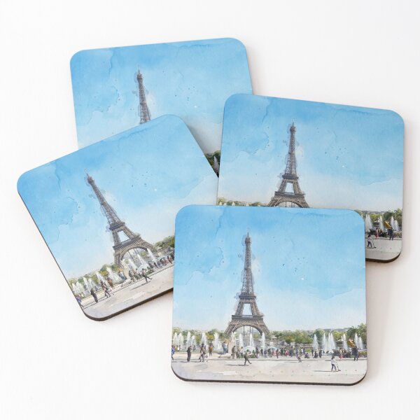 Item preview, Eiffel Tower from Trocadéro — Paris Watercolor Cityscape designed and sold by M.ALK.Watercolor.