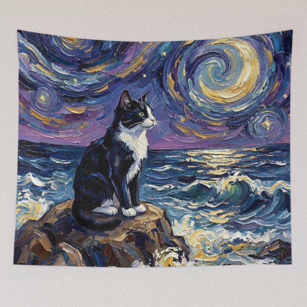 Item preview, Beach Nights - Tuxedo Cat designed and sold by AjaTrier.