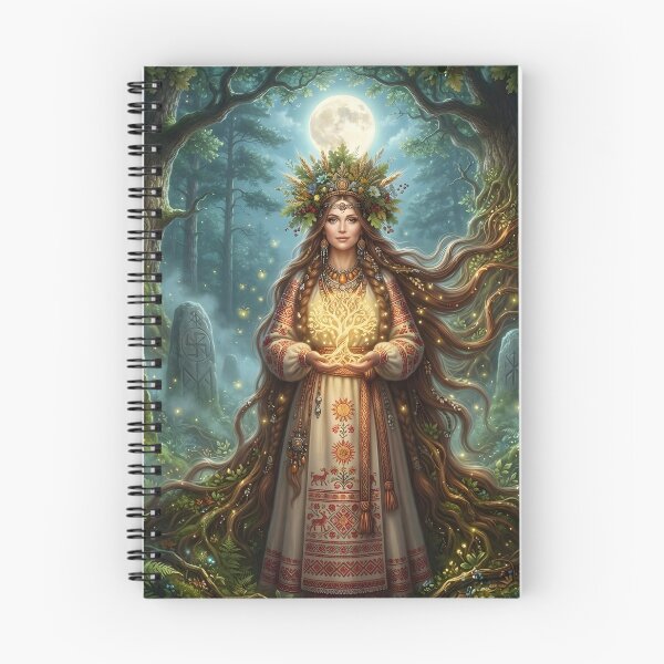Item preview, Guardian of the Sacred Forest – Slavic Goddess Fantasy Art Print designed and sold by LittleBigGifts.