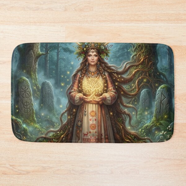 Item preview, Guardian of the Sacred Forest – Slavic Goddess Fantasy Art Print designed and sold by LittleBigGifts.