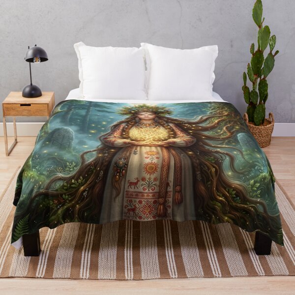 Item preview, Guardian of the Sacred Forest – Slavic Goddess Fantasy Art Print designed and sold by LittleBigGifts.