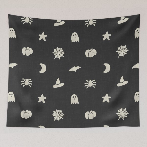 Item preview, Ghouls & Co - Retro Whimsigoth Halloween Pattern Black White designed and sold by DesigndN.