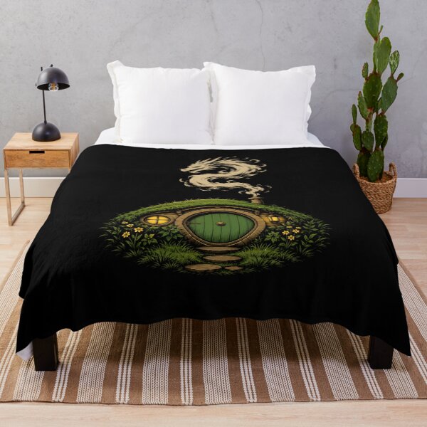 Item preview, Cozy Green Halfling Hole with Smoke Dragon Art designed and sold by Fenay Designs.