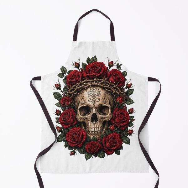 Item preview, Gothic Crown of Thorns Skull with Dark Red Roses designed and sold by FrozenPolarBear.