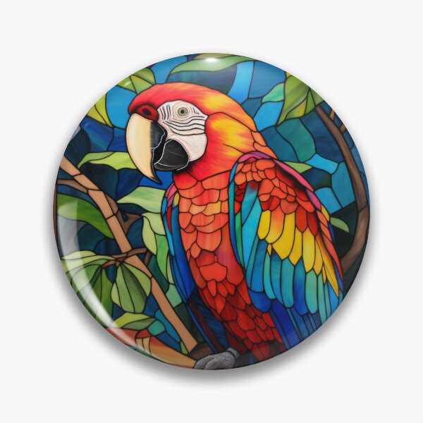 Item preview, Tropical Scarlet Macaw Stained Glass Art designed and sold by pinkal.