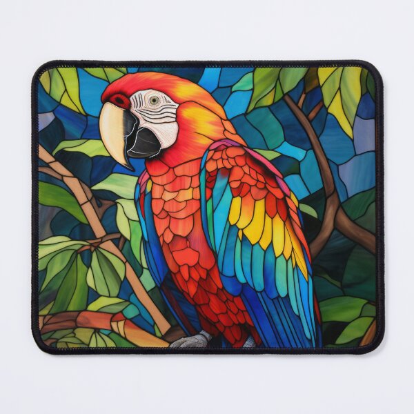 Item preview, Tropical Scarlet Macaw Stained Glass Art designed and sold by pinkal.