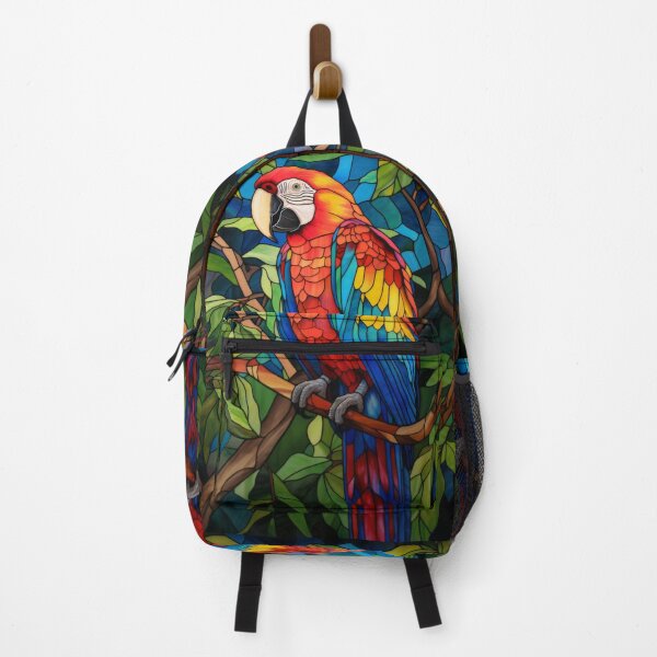 Item preview, Tropical Scarlet Macaw Stained Glass Art designed and sold by pinkal.
