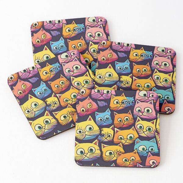Item preview, Colorful Cat Faces – Cute Pop Art Cat Pattern designed and sold by TitiaDesign.