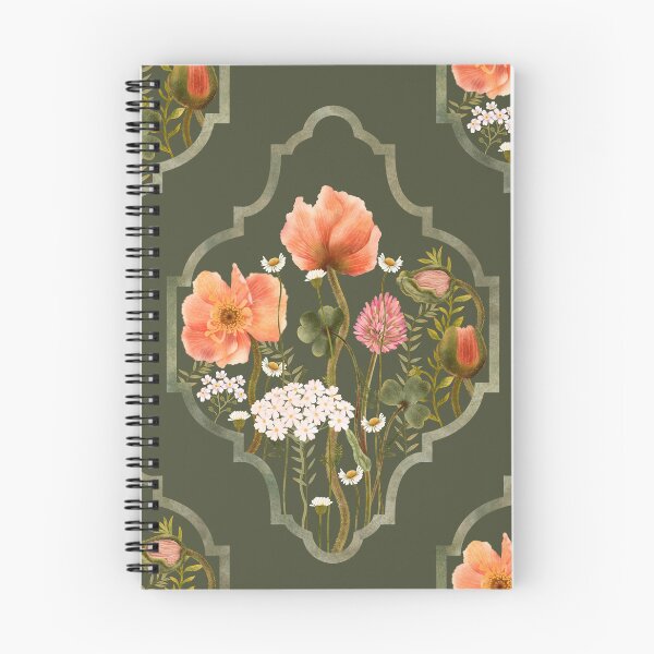 Item preview, Vintage Framed Poppy Olive Green Seamless Pattern designed and sold by Grin Katalina Floral Patterns & Cozy Art.