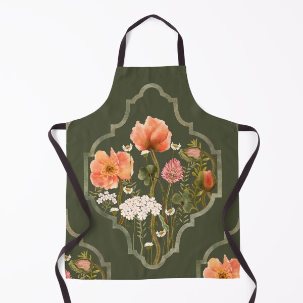 Item preview, Vintage Framed Poppy Olive Green Seamless Pattern designed and sold by Grin Katalina Floral Patterns & Cozy Art.