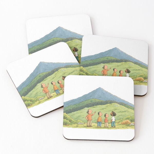 Item preview, Family Hiking Mountain Illustration Art designed and sold by SophiaGallery.