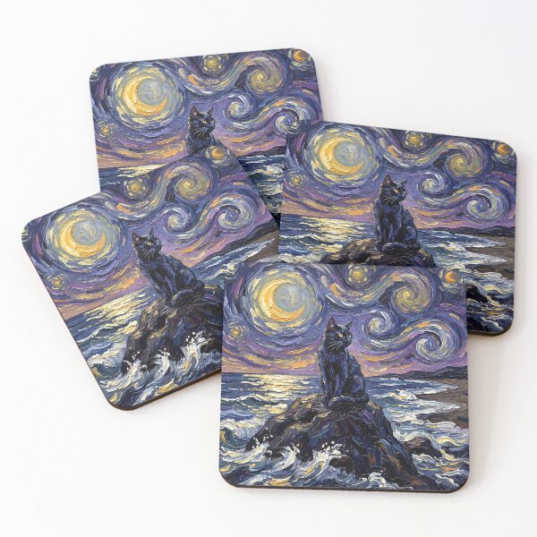 Item preview, Beach Night - Black Cat designed and sold by AjaTrier.